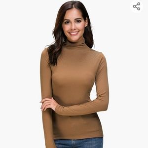 2/$20 Fitted Carmel turtle neck top-Small